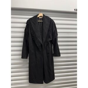 Jonathan Michael Vintage Black Wool Fringe Western Coat Made in USA Womens 8